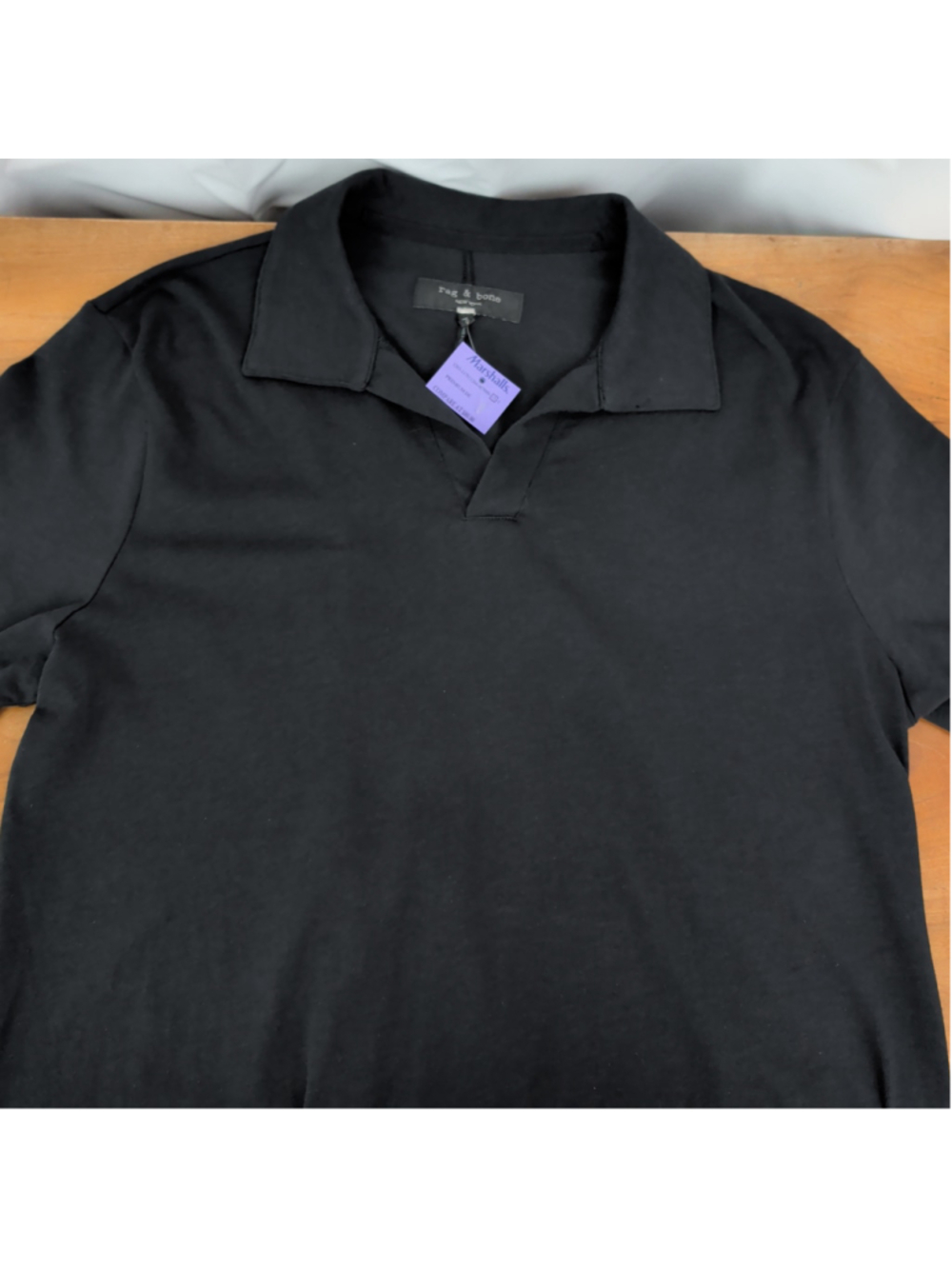 Rag & Bone Johnny Slub Black Polo Large